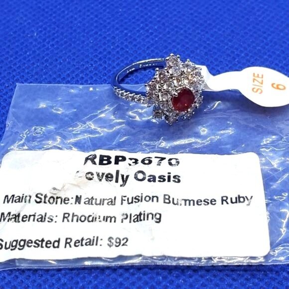 Ring Bomb party ring #3670, Lovely Oasis, Natural Fusion Burmese Ruby, Size 6 - Picture 4 of 4